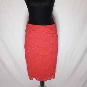 Express Red Lace pencil skirt size 8